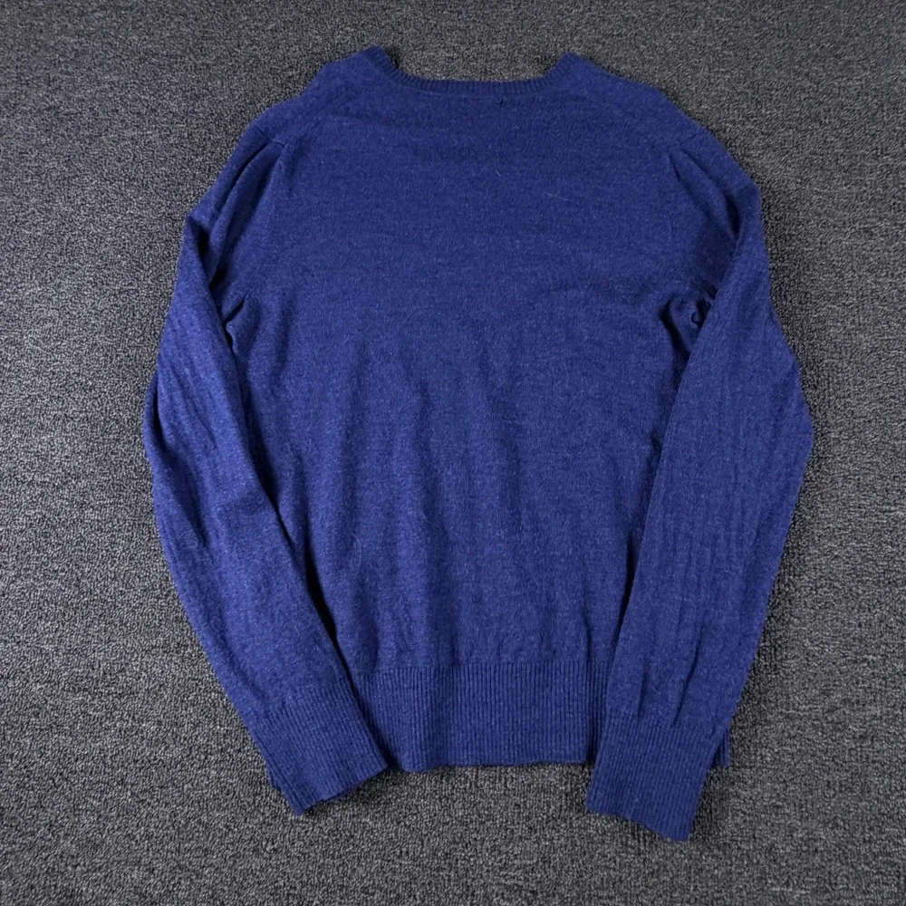Banana Republic Wool Sweater Mens L ST MERINO VEE Blue V-Neck EUC